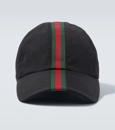 Gucci Web Stripe Canvas Baseball Cap In Pattern