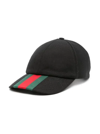 GUCCI WEB-STRIPE CANVAS BASEBALL CAP