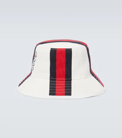 Gucci Web Stripe Canvas Bucket Hat In Multicoloured