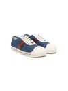Gucci Web-stripe Canvas Sneakers In Blue