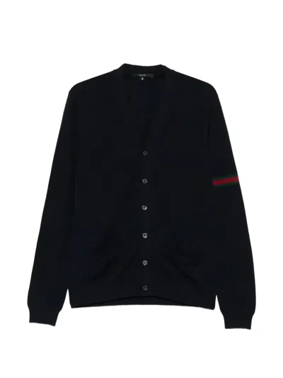 Pre-owned Gucci Web Stripe Cardigan In Blue