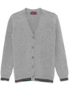 Gucci Web-stripe Cardigan In Grey