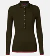 Gucci Web Stripe Cashmere And Silk Polo Sweater In Green