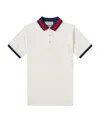 Gucci Web Stripe-collar Piqué Polo Shirt In Black