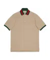 Gucci Cotton Piquet Polo With Web Collar In Brown