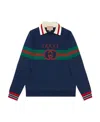 Gucci Web-stripe Collared Sweatshirt In Blue