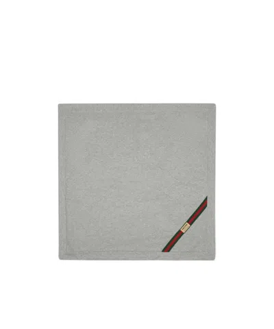 Gucci Cotton Blanket With Web In Grey