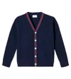 Gucci Web Stripe Cotton-blend Cardigan In Blue