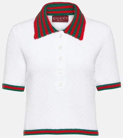 Gucci Braided-trim Polo Shirt In White