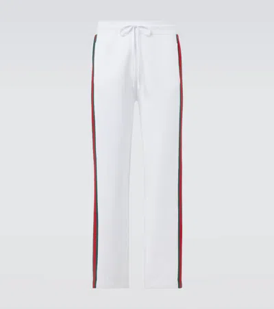Gucci Web Stripe Cotton-blend Pants In White