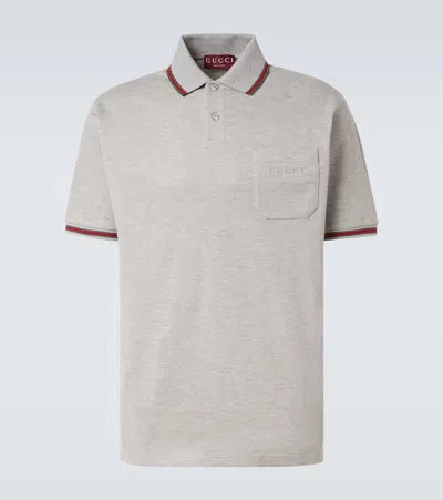 GUCCI WEB STRIPE COTTON-BLEND POLO SHIRT