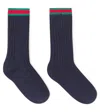Gucci Web Stripe Cotton-blend Socks In Blue
