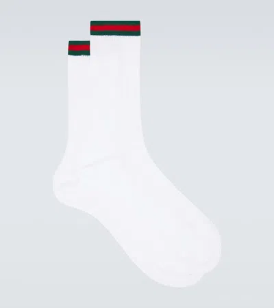 Gucci Web Stripe Cotton-blend Socks In White