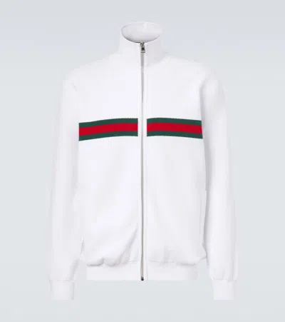 Gucci Web Stripe Cotton-blend Track Jacket In White