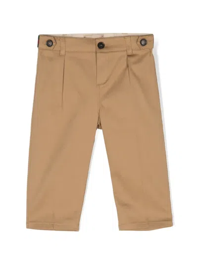 Gucci Babies' Web-stripe Cotton-blend Trousers In Brown