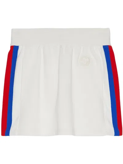 Gucci Web-stripe Cotton Miniskirt In White