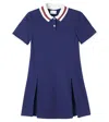 Gucci Web Stripe Cotton Polo Dress In Blue