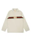 Gucci Branded Long-sleeved Stretch-cotton Polo Shirt 4-12 Years In Grey