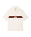 Gucci Childrens Cotton Polo Top With Web In White