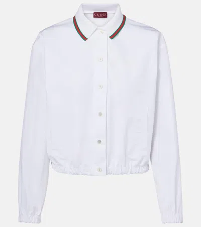 Gucci Web Stripe Cotton Poplin Shirt In White