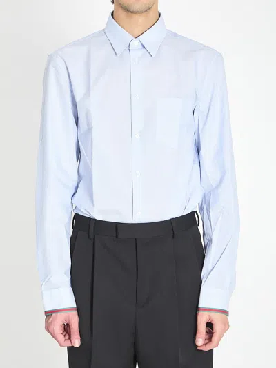 Gucci Web Stripe Cotton Shirt In Blue
