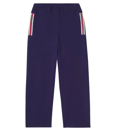 GUCCI WEB STRIPE COTTON SWEATPANTS