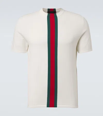 Gucci Knit T Shirt Stripe Detail Crew Neck In White