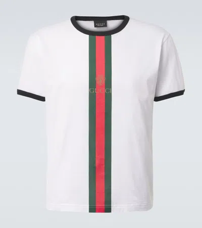 Gucci Web Stripe Cotton T-shirt In White