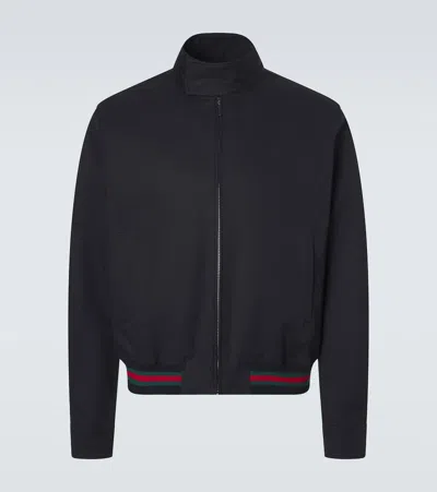 Gucci Web Stripe Cotton Twill Jacket In Black