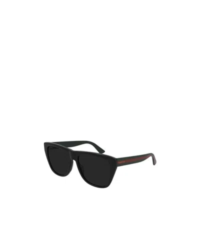 Gucci Web-stripe D-frame Sunglasses In Black