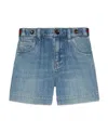 Gucci Web-stripe Denim Bermuda Shorts In Blue