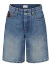 Gucci Web-stripe Denim Shorts In Blue