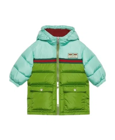 Gucci Web Stripe-detail Padded Coat In Green