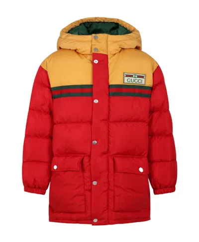 Gucci Web Stripe-detail Padded Coat In Red