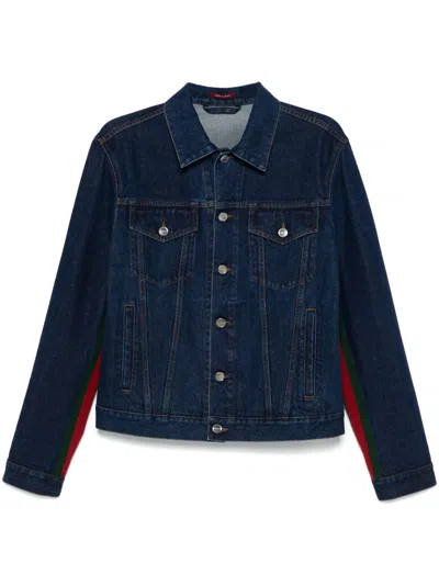 Gucci Web Stripe-detailed Jacket In 4759 Dark Bluemix