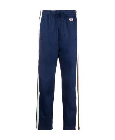 Gucci Web-stripe Drawstring Track Pants In Blue