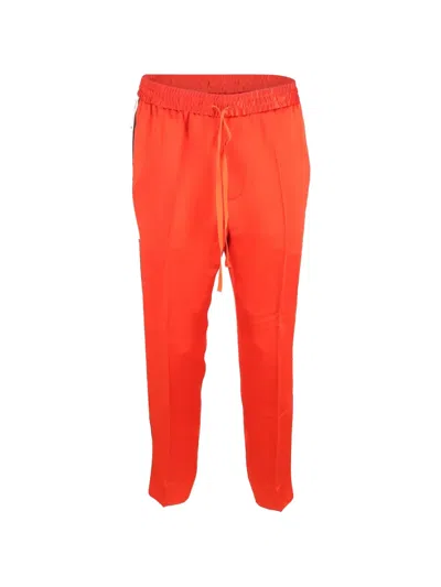 Pre-owned Gucci Web-stripe Drawstring Trousers In Orange