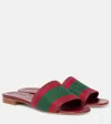 Gucci Web Stripe Embroidered Slides In Red