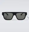 Gucci Web Stripe Flat-top Sunglasses In Black