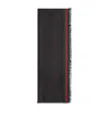 Gucci Web-stripe Frayed Scarf In Black