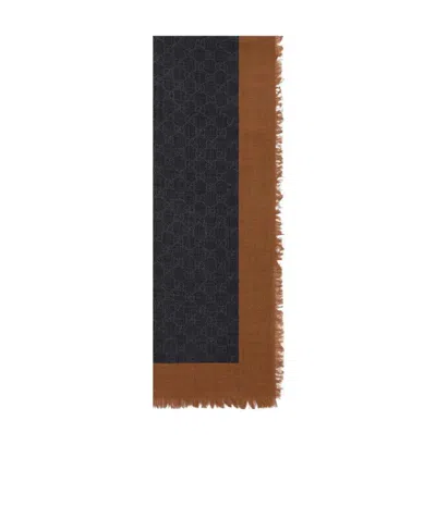 Gucci Web Stripe Fringed Scarf In Black