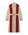 Gucci Web-stripe Belted Gabardine Trenchcoat In Nude