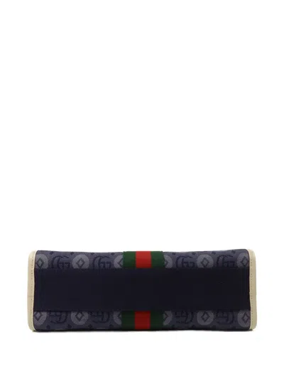 Pre-owned Gucci Web Stripe Gg Supreme Tote Bag In Blue