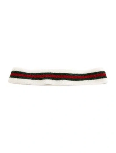 Pre-owned Gucci Web Stripe Headband In White