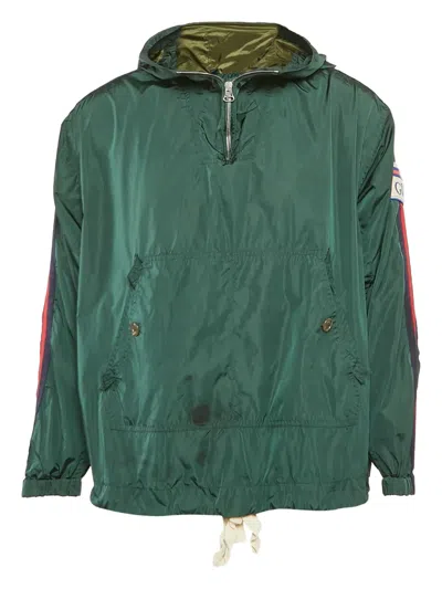 Pre-owned Gucci Web Stripe Hooded Jacket In Green