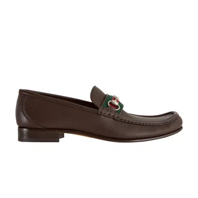 Pre-owned Gucci Web Stripe Horsebit Loafer 'cocoa' | Brown | Men's Size 10