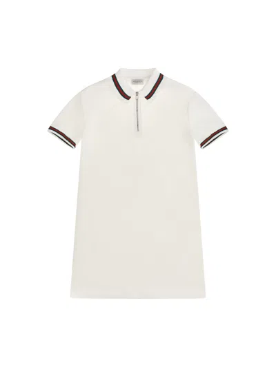 Gucci Web Stripe Jersey Polo Dress In White