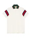 Gucci Web-stripe Jersey Polo Shirt In White