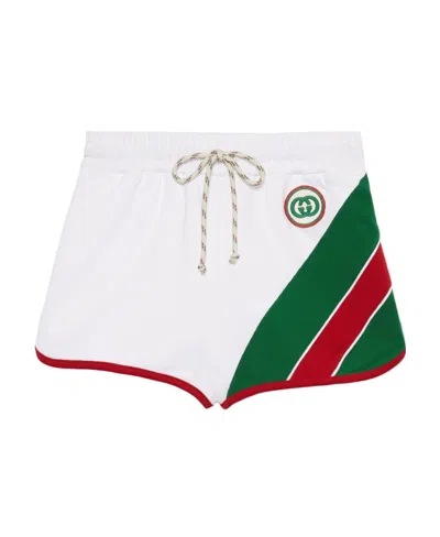 Gucci Web-stripe Jersey Shorts In White