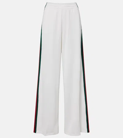 Gucci White Cotton Jersey Leisure Trousers With Web Stripe